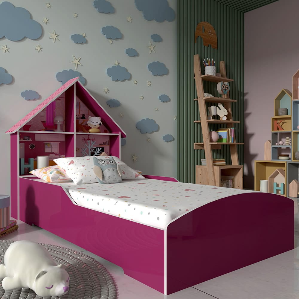 cama casinha 90cm pink ploc