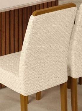 Conjunto Cadeira Stela madeira 02 und ipe/veludo neve