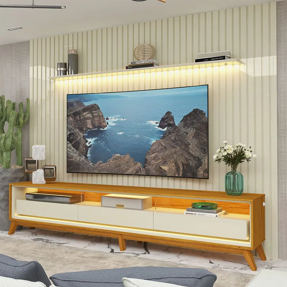 Painel 275 e Rack 260 Nobre Requin com Ps Madeira