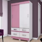 Guarda Roupa Bicolor cor Rosa e Branco ou Branco