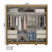 Guarda Roupa Catar 2 portas deslizantes nature/off white d265