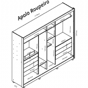 Guarda Roupa Apolo Ripado 2pt Ripado com Espelho e P�s