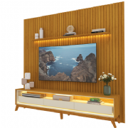 Painel 275 e Rack 260 Nobre Requin com P�s Madeira