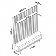Painel 230 e Rack 212 Nobre Requin com P�s Madeira