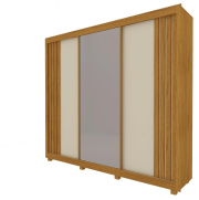 Guarda Roupa Santorini Ripado 3PT 1PT c/Espelho e c/P�s